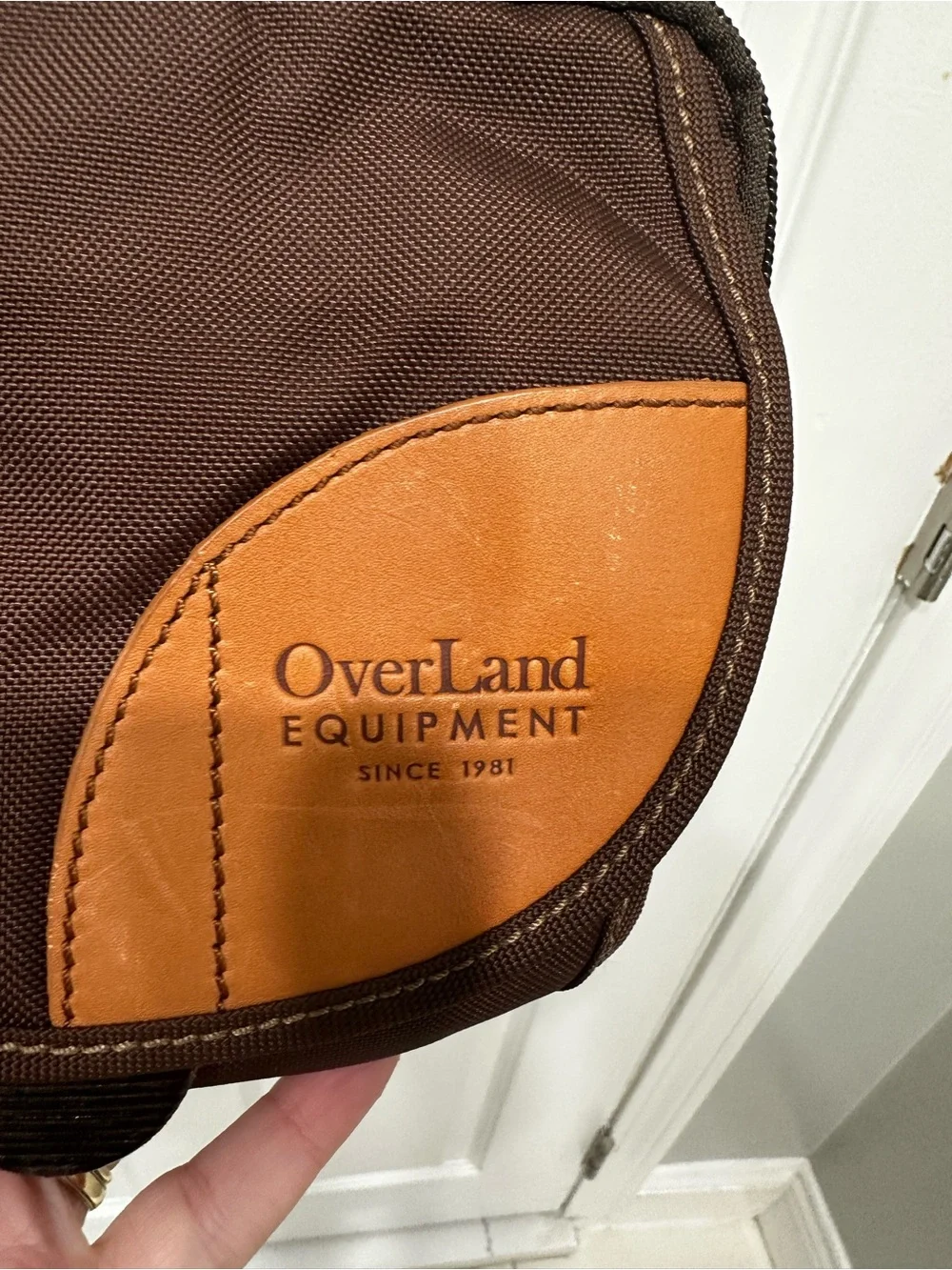 Overland Equipment Brown Messenger Crossbody with Tan Patch